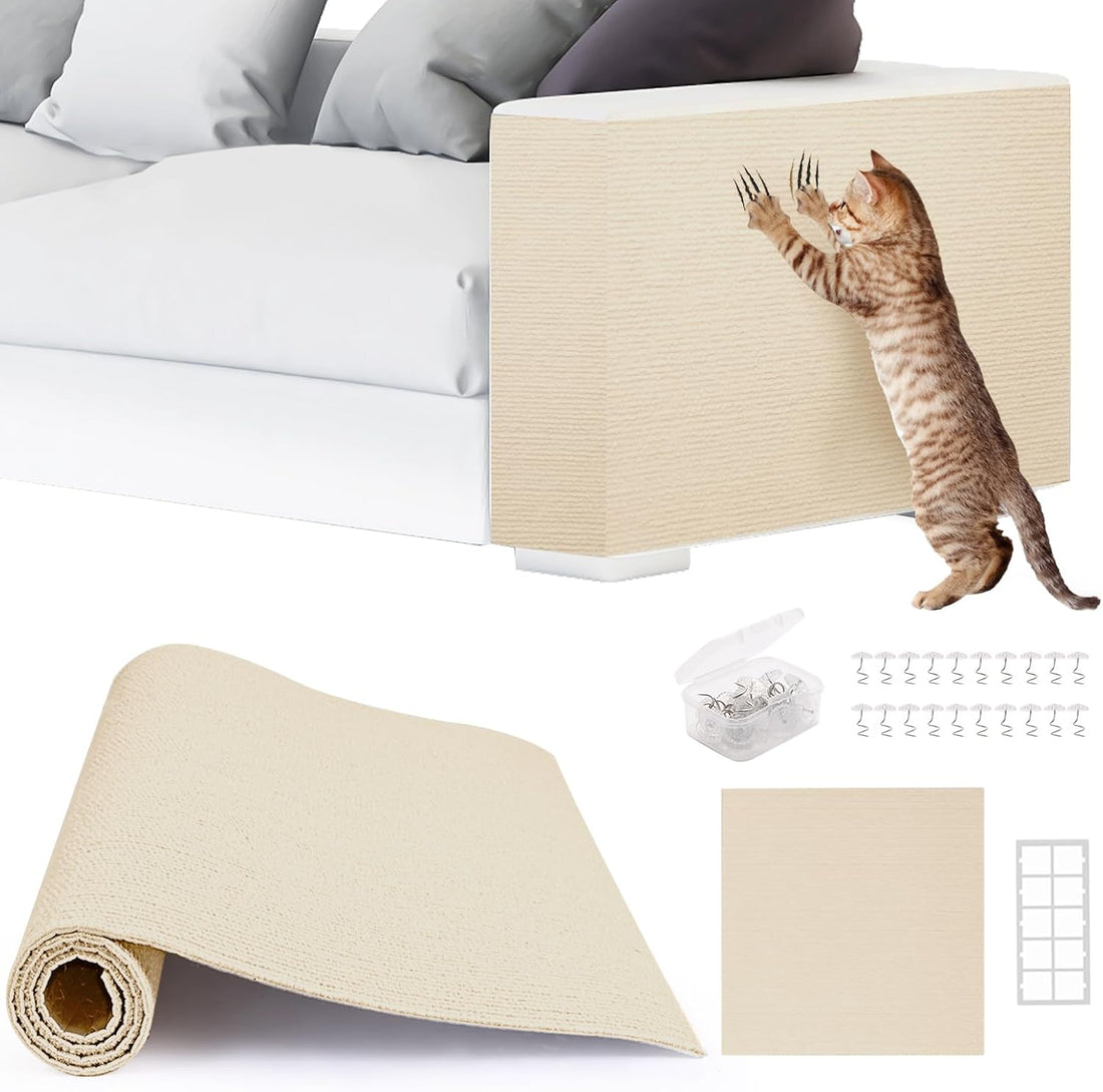 4Pack Cat Scratch Furniture Protector, Self-Adhesive, Light Gray