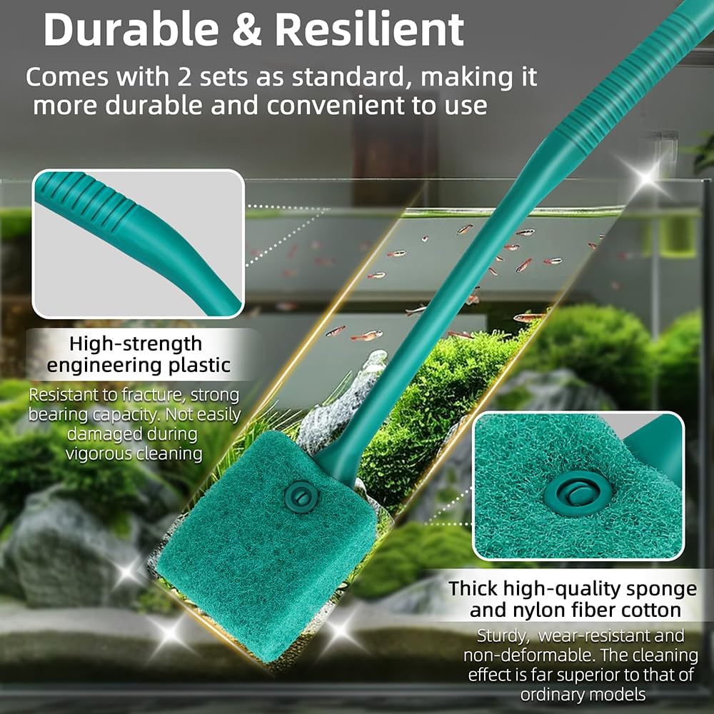 DaToo 2 PCS Fish Tank Cleaning Tools Double Sided Sponge Brush