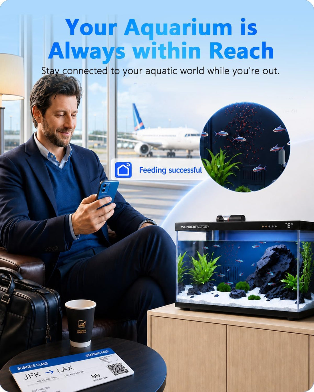 5 Gallon Smart Fish Tank App Controlled Glass Betta Aquarium Starter