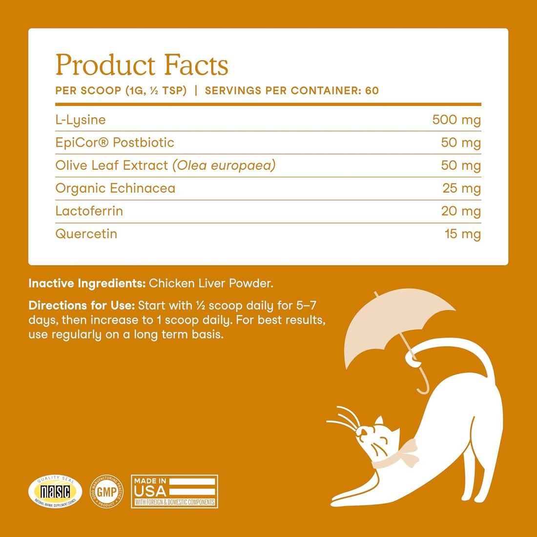 Fera Pets Lysine for Cats - Immune Support Powder Food Topper