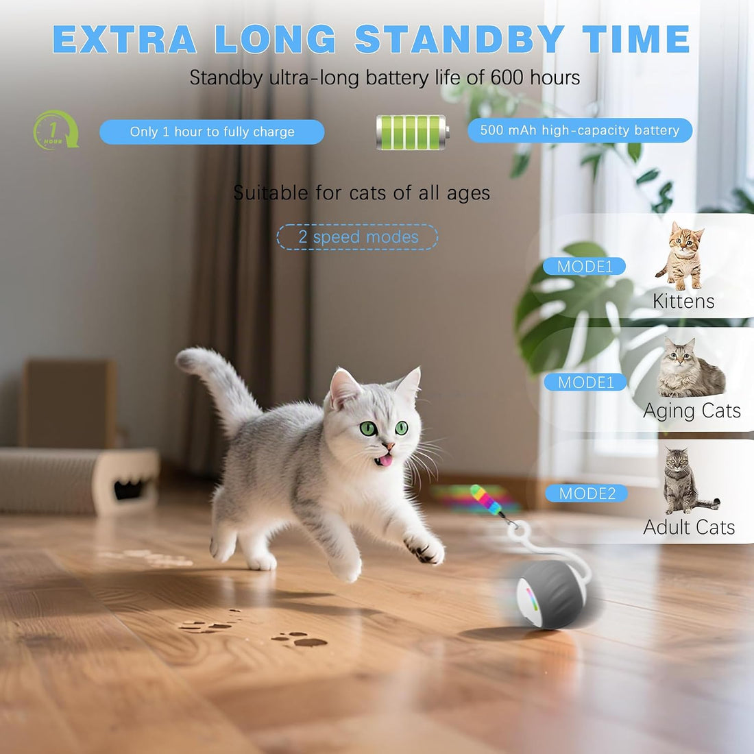 2.36 Inches Large Cat Toys Ball - Won’t Get Stuck