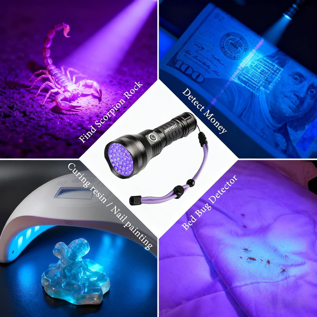 51 LED Rechargeable Ultraviolet Blacklight