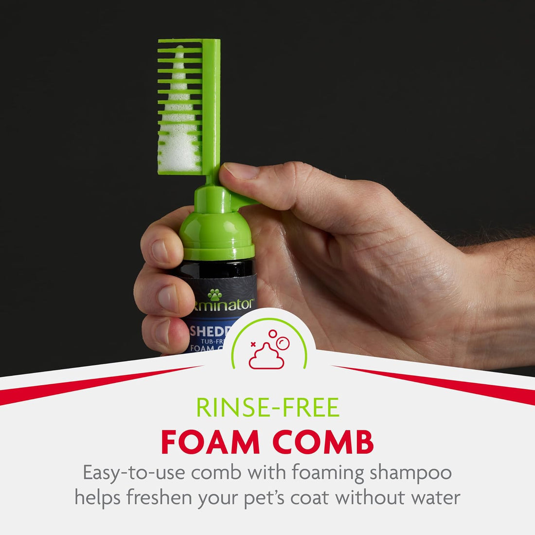 FURminator Tub-Free Deshedding Foam Shampoo Comb for Cats, 3 oz