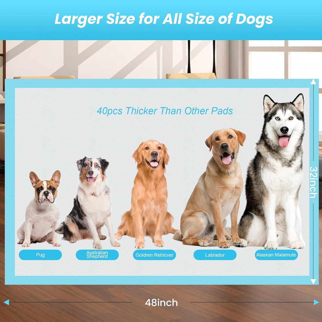 Puppy Pads Extra Large for Dogs 31"x47" 40 Count