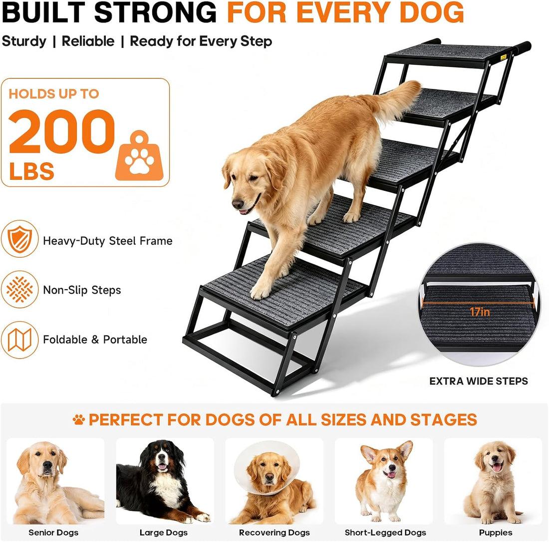 Foldable Dog Steps for Car SUV Truck, Dog Car Stairs for Large Dogs