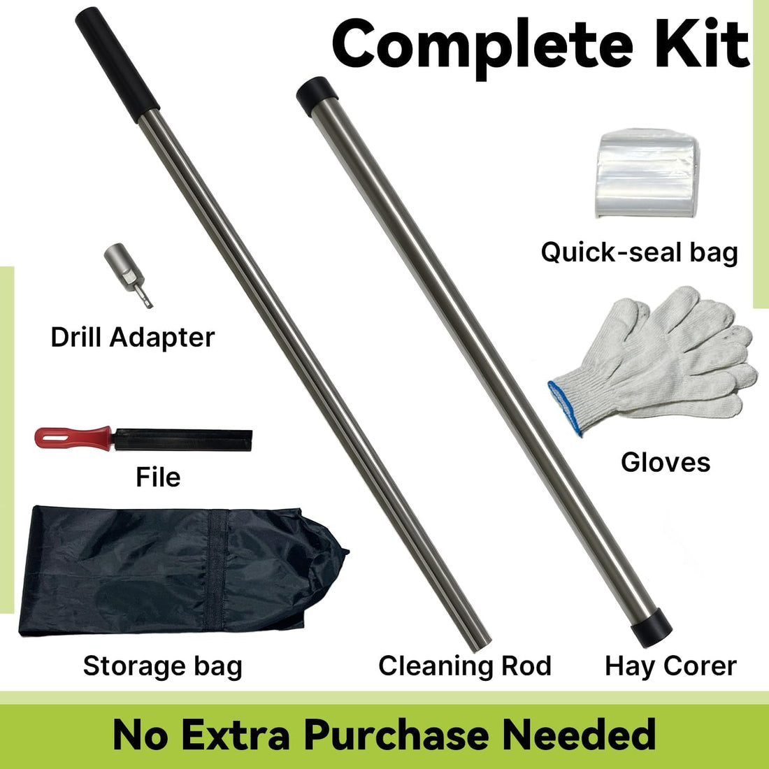 Hay Probe Sampler Electric Drill Compatible 26 Inch Stainless Steel