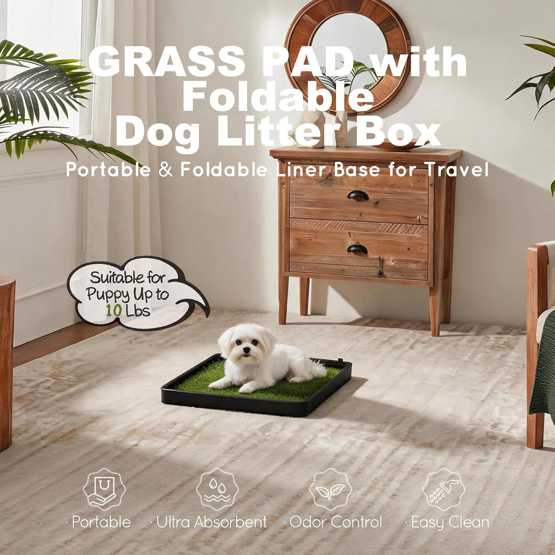 HQ4US 4LEGS Dog Grass Pad with Dog Litter Box