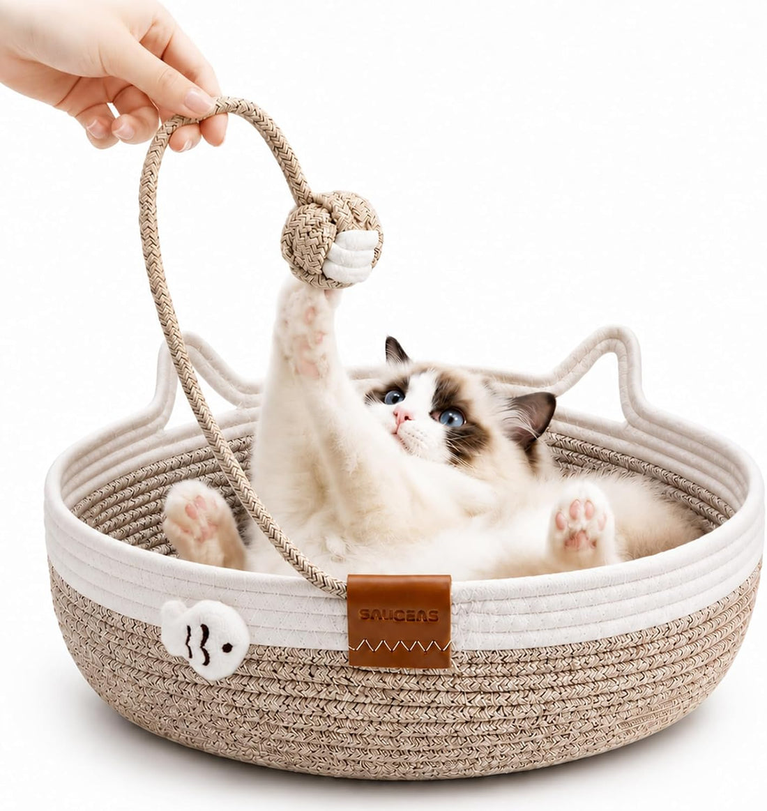 Instinct Basket for Cats, Handwoven Cotton Rope Cat Beds