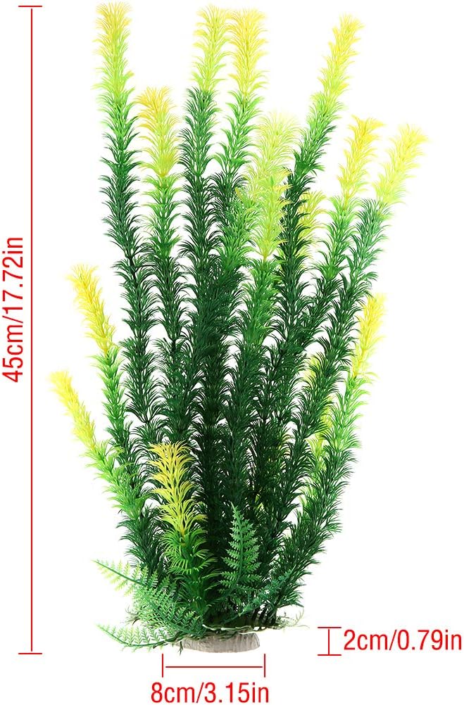 17" Plastic Water Plant for Aquarium Fish Tank Ornament, Rhodo