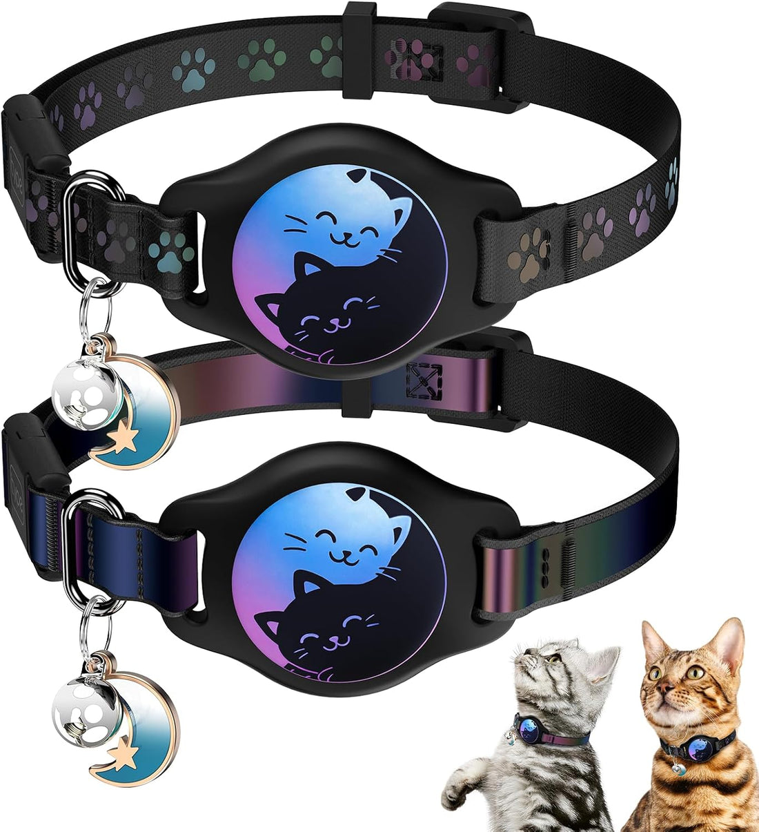 AirTag Cat Collar Breakaway, 2 Pack Cat Collar with Apple AirTag