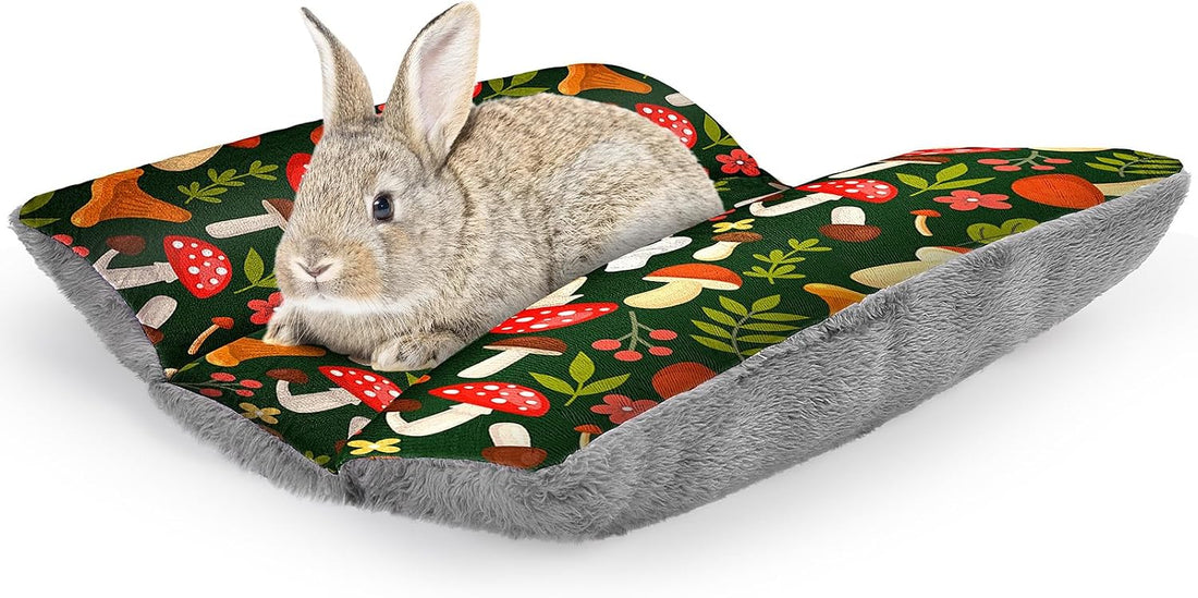 15"x14" Soft Plush Rabbit Bed Washable Cuddle Mat for Small Pets