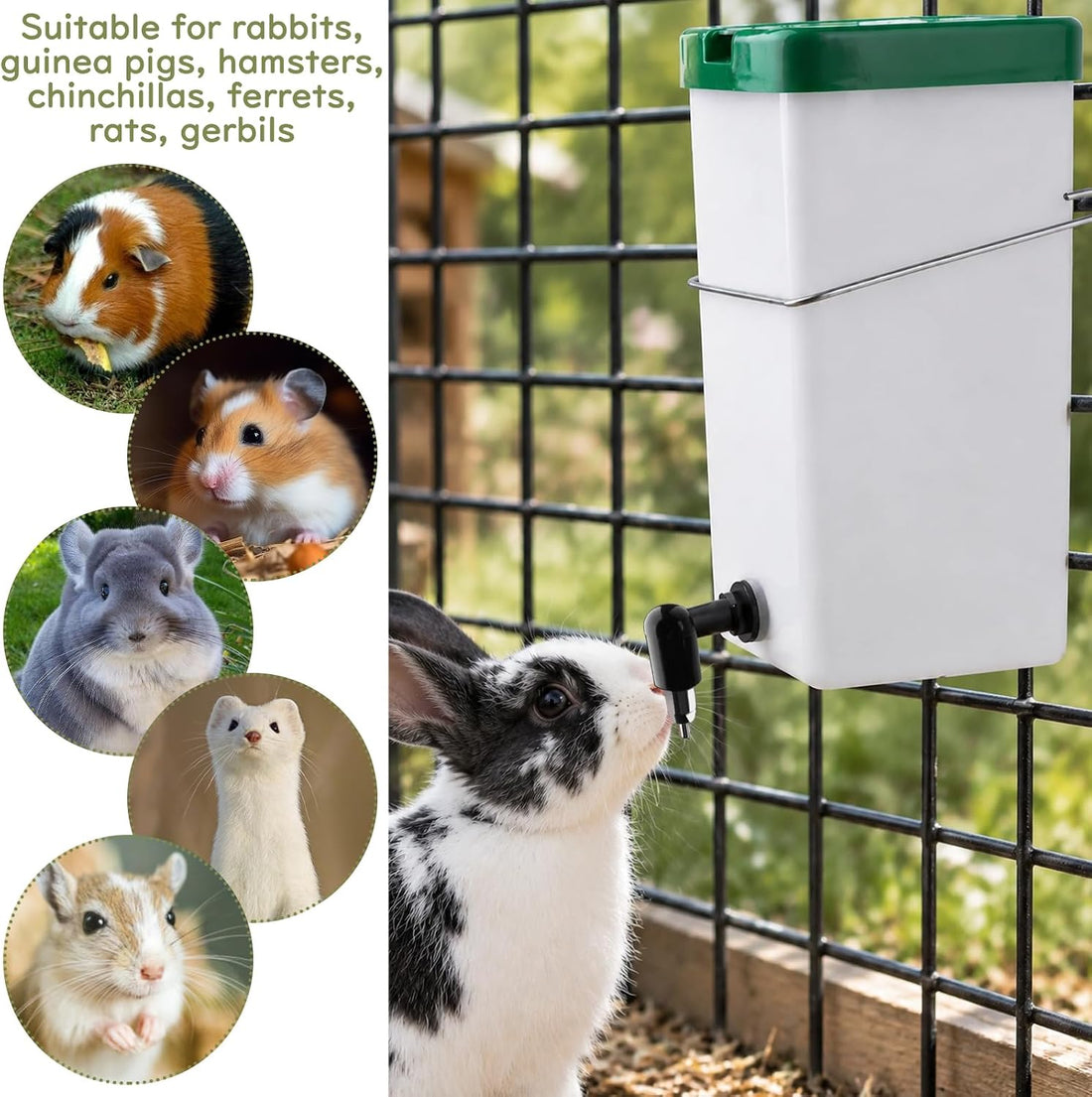 Rabbit Water Bottle 33.8oz, Hanging Small Pet Water Dispenser