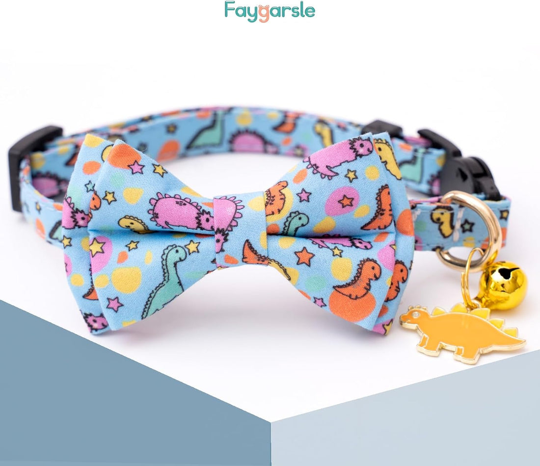 Faygarsle 2 Pack Cat Collar with Bell Breakaway Bowtie for Male