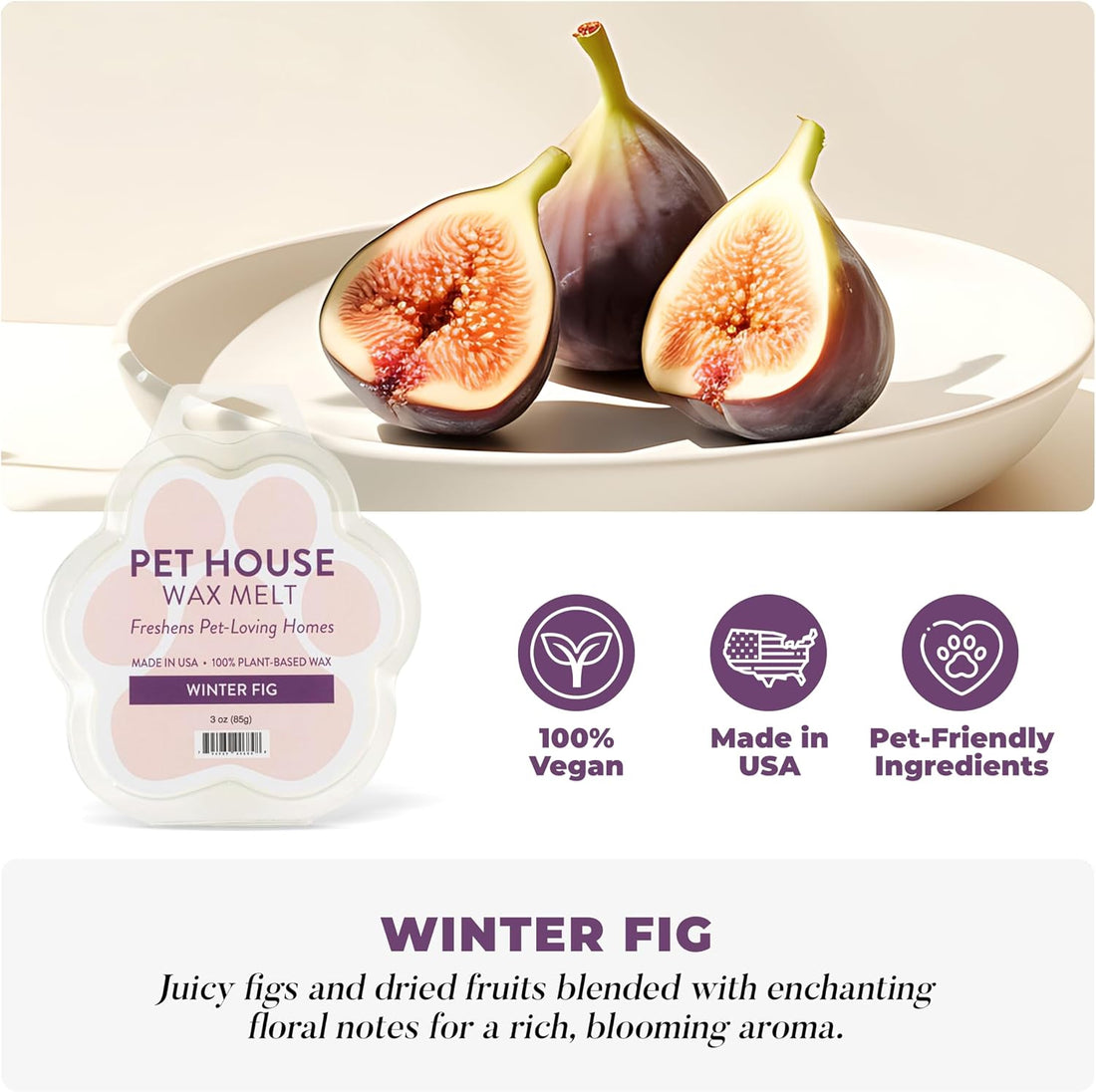 Winter Fig Scented Wax Melts Plant-Based Wax, 2 Pack Pet House