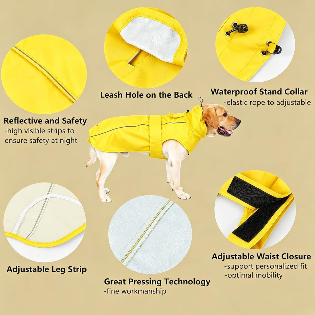 Adjustable Waterproof Dog Raincoat for Dogs,Lightweight Pet Rain