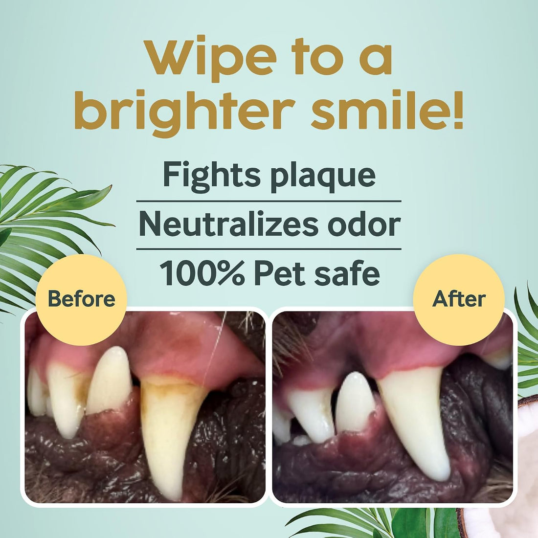 Cocopup Dog Teeth Cleaning Wipes | Pet Dental Finger Wipes
