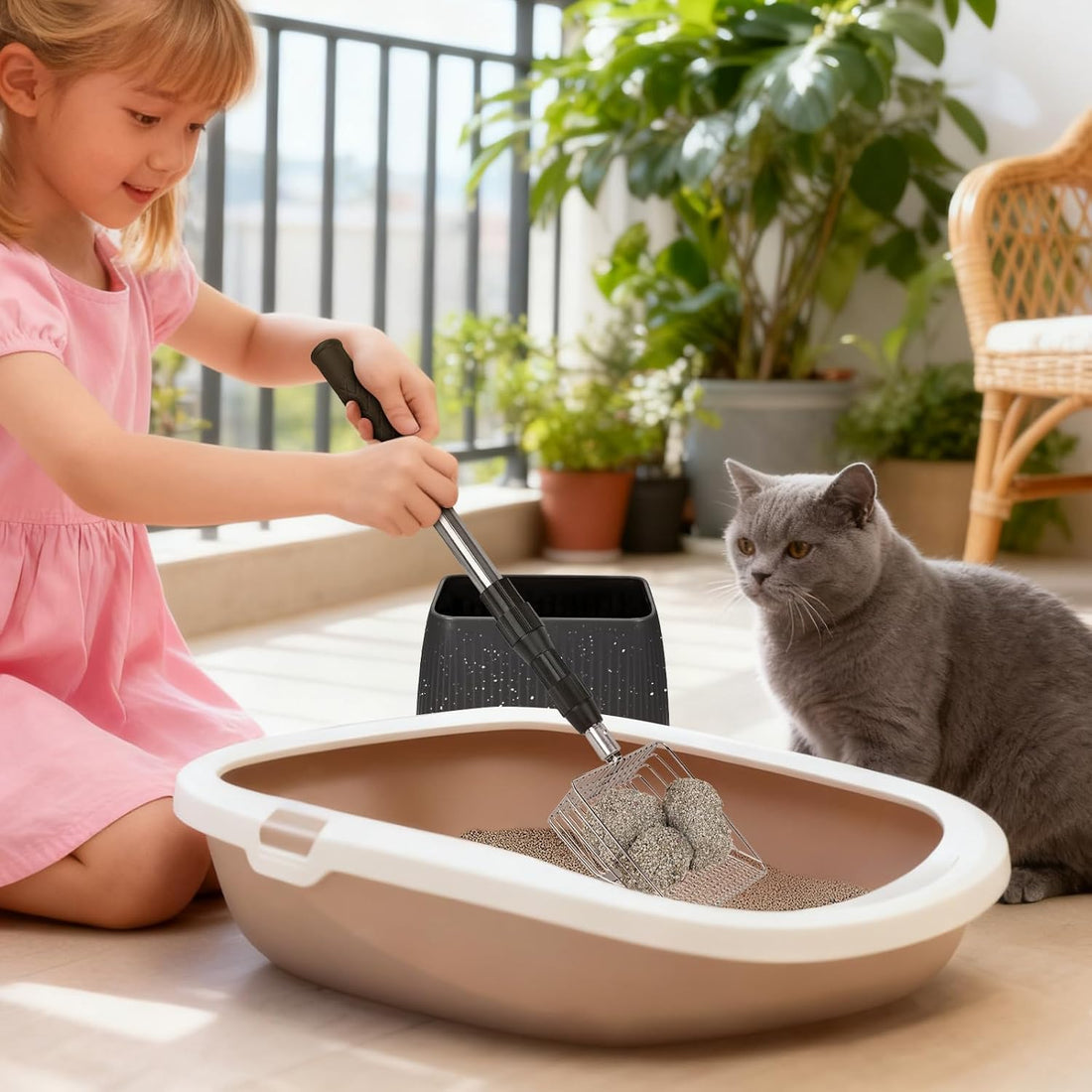 XBX Long Handle Cat Litter Scoop with Holder