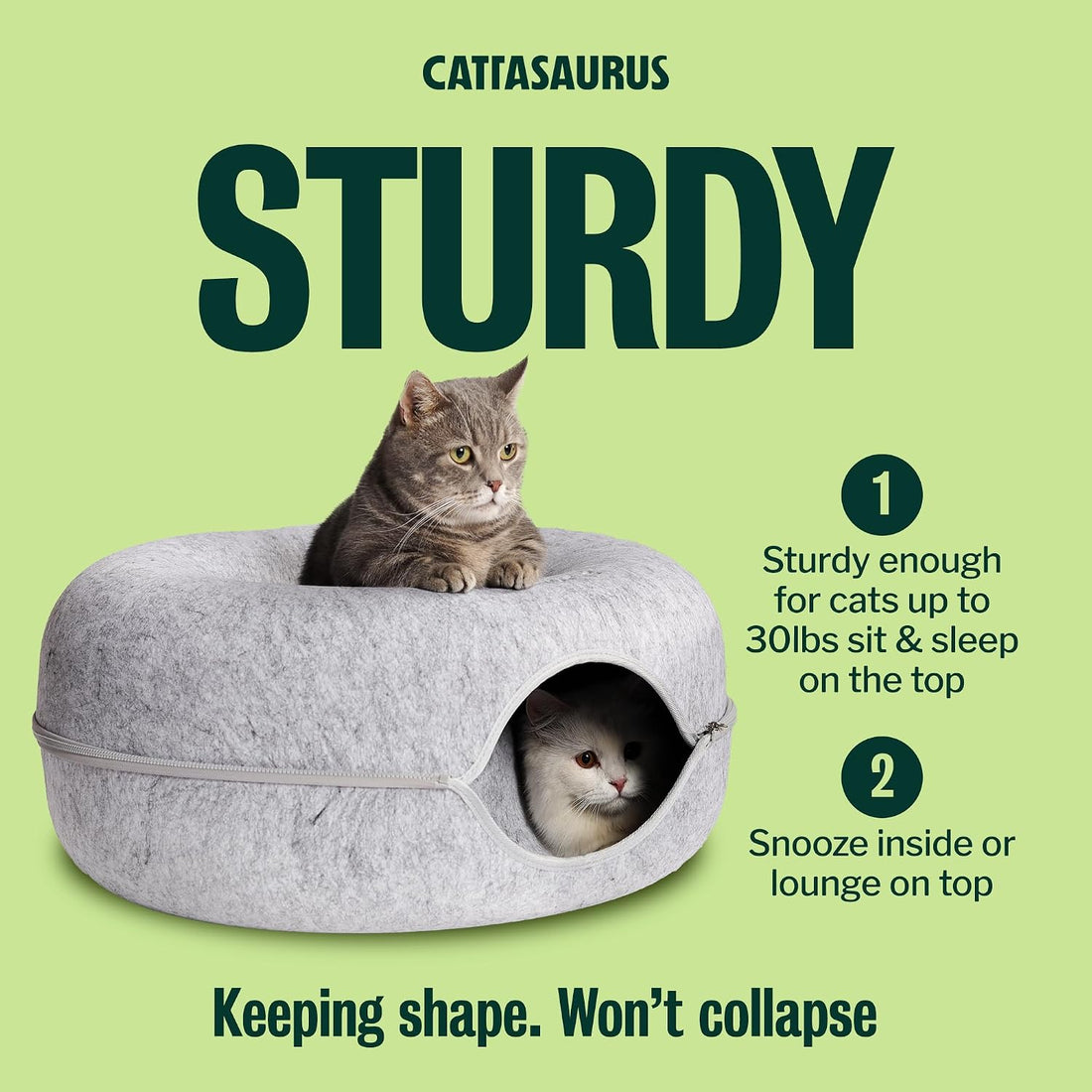 Peekaboo Cat Cave Donut for Multiple & Large Cats up to 30-45 lbs