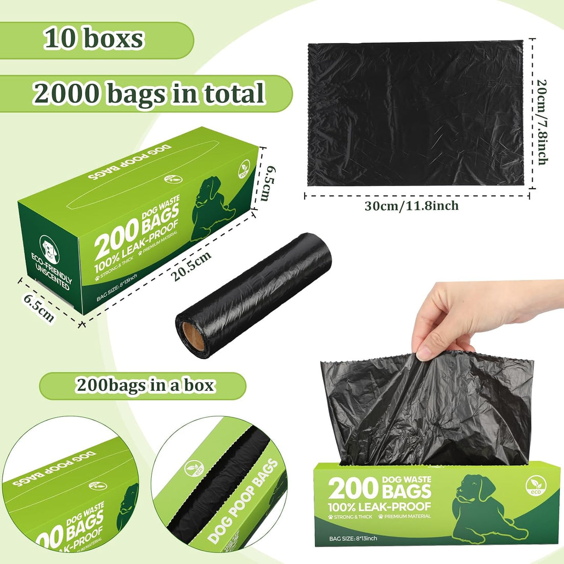Sherr Dog Poop Bags, 10 Rolls of 200, 2000 Counts