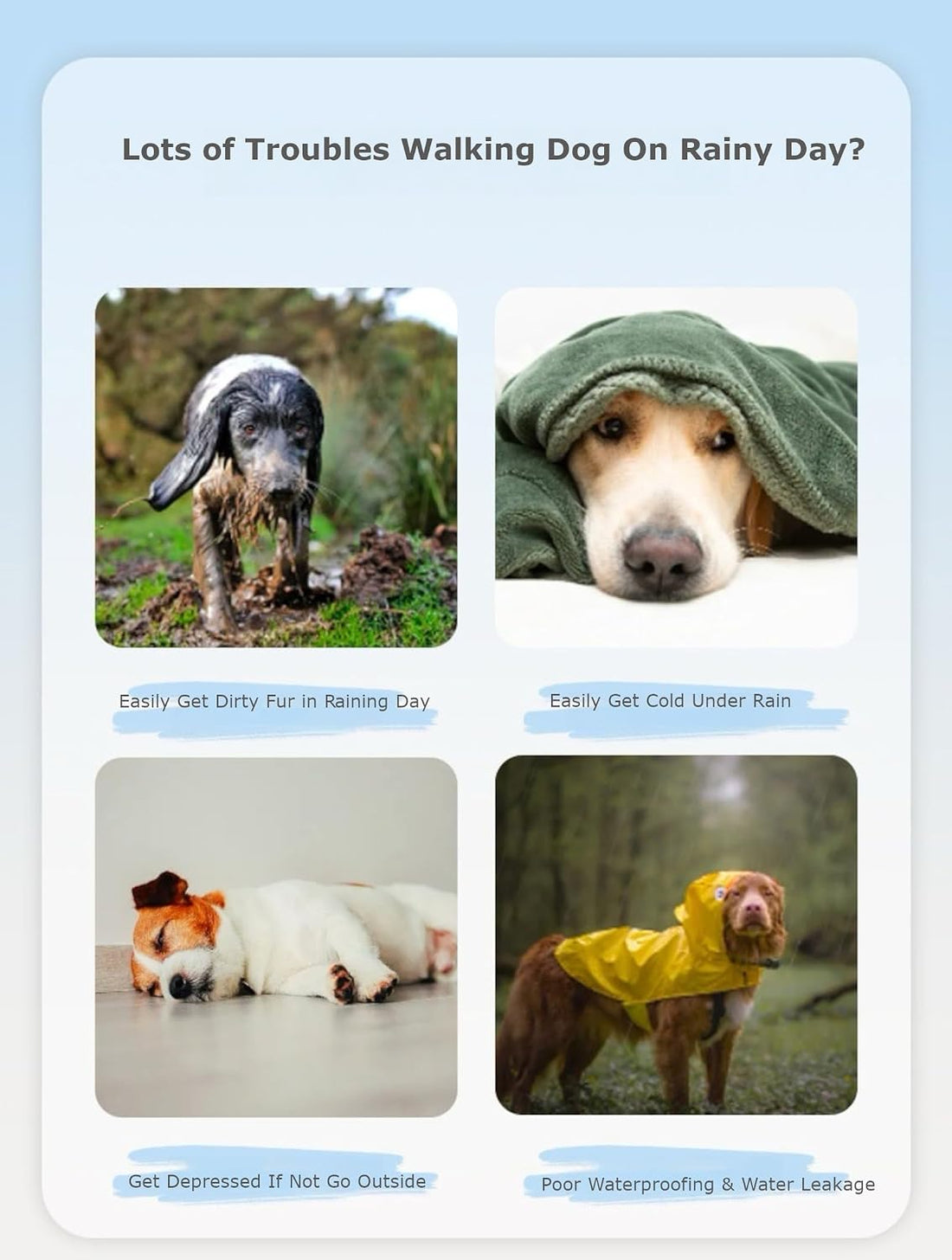 Waterproof Dog Raincoat,Full Coverage 4 Legs Dog Rain Jacket