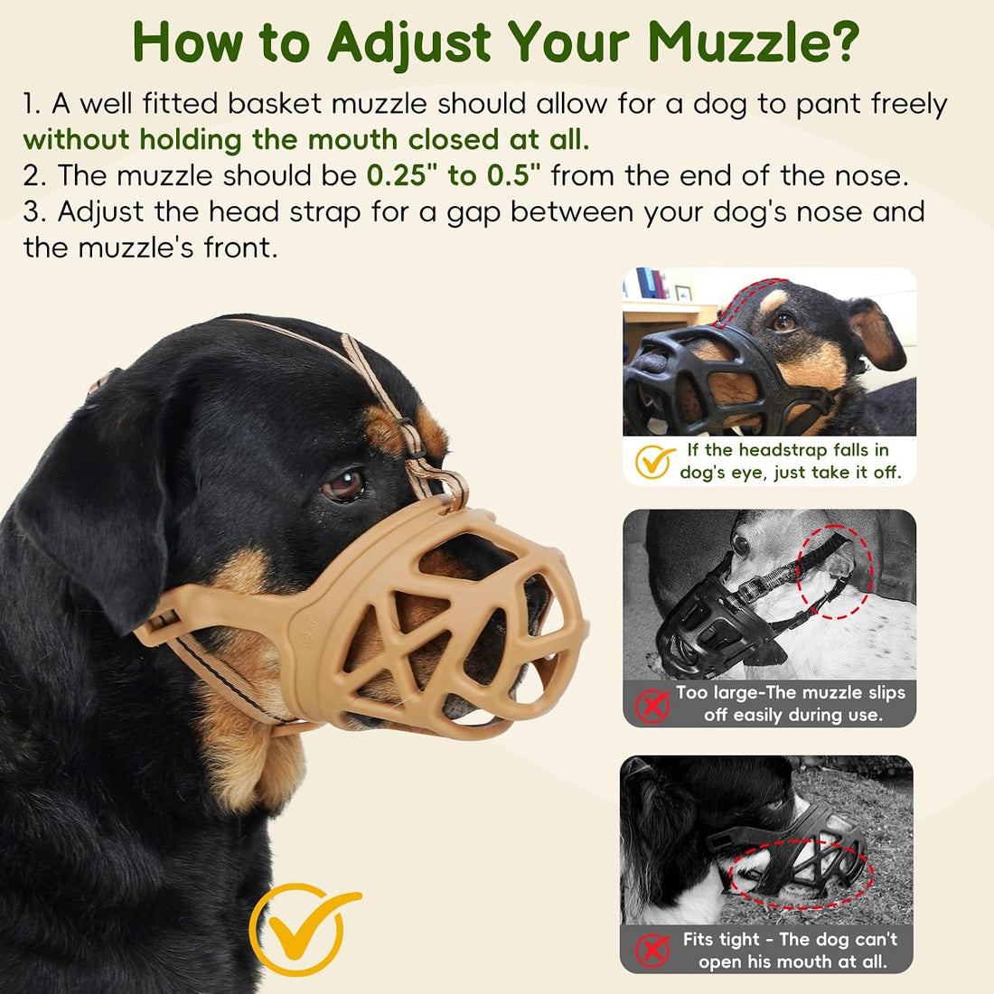 Mayerzon Basket Muzzle for Large Dogs Rottweiler to Anti Biting