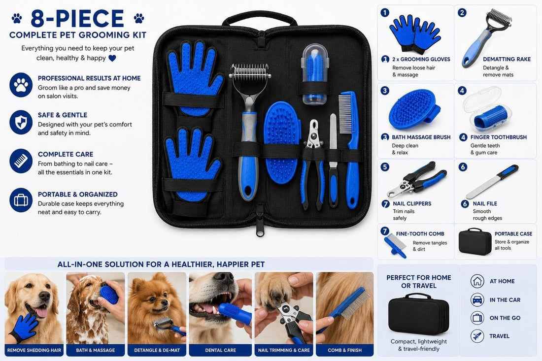 8-Piece Dog Grooming Kit for Dogs & Cats