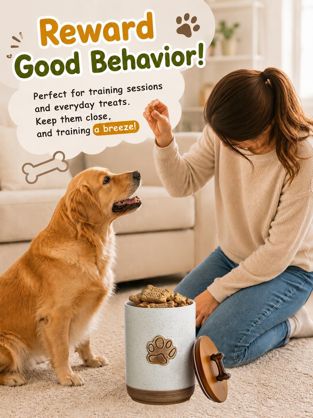 Miamolo Dog Treat Container with Lid