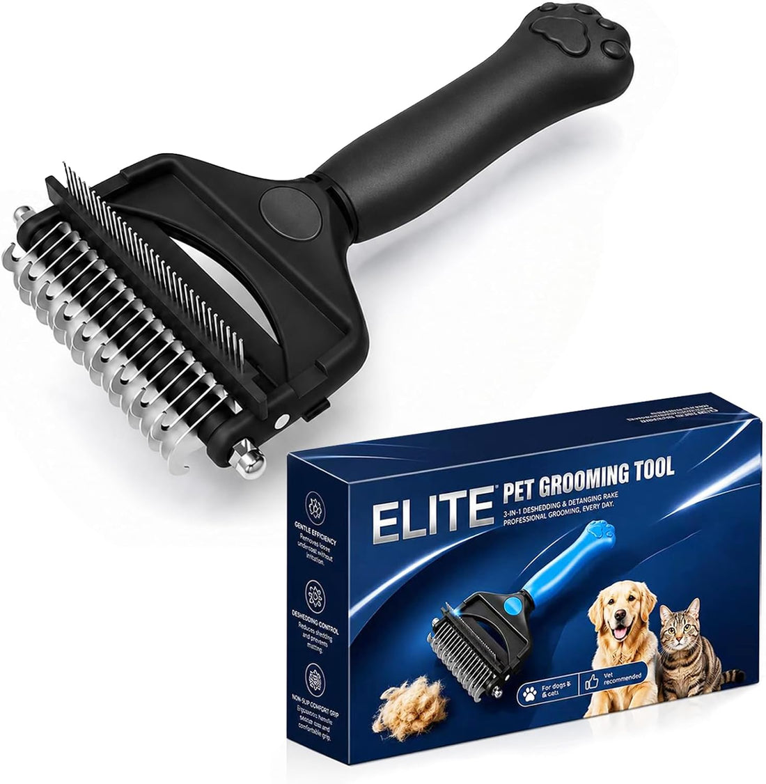 Undercoat Rake for Dogs ,3-in-1 Dematting Comb for Dogs