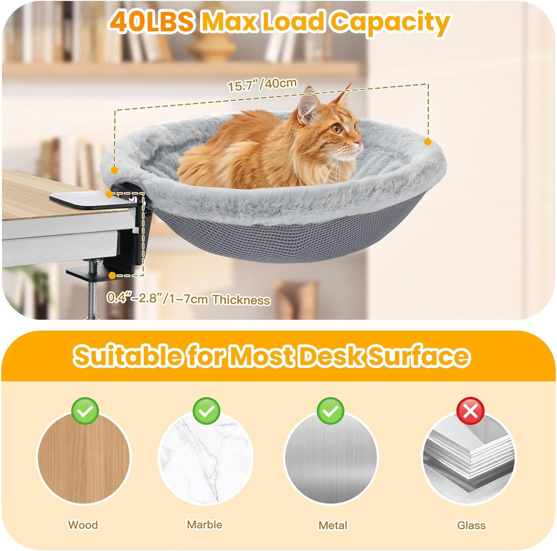 Pawaboo Cat Desk Bed, One-Click Foldable Sunken Cats Hammock up