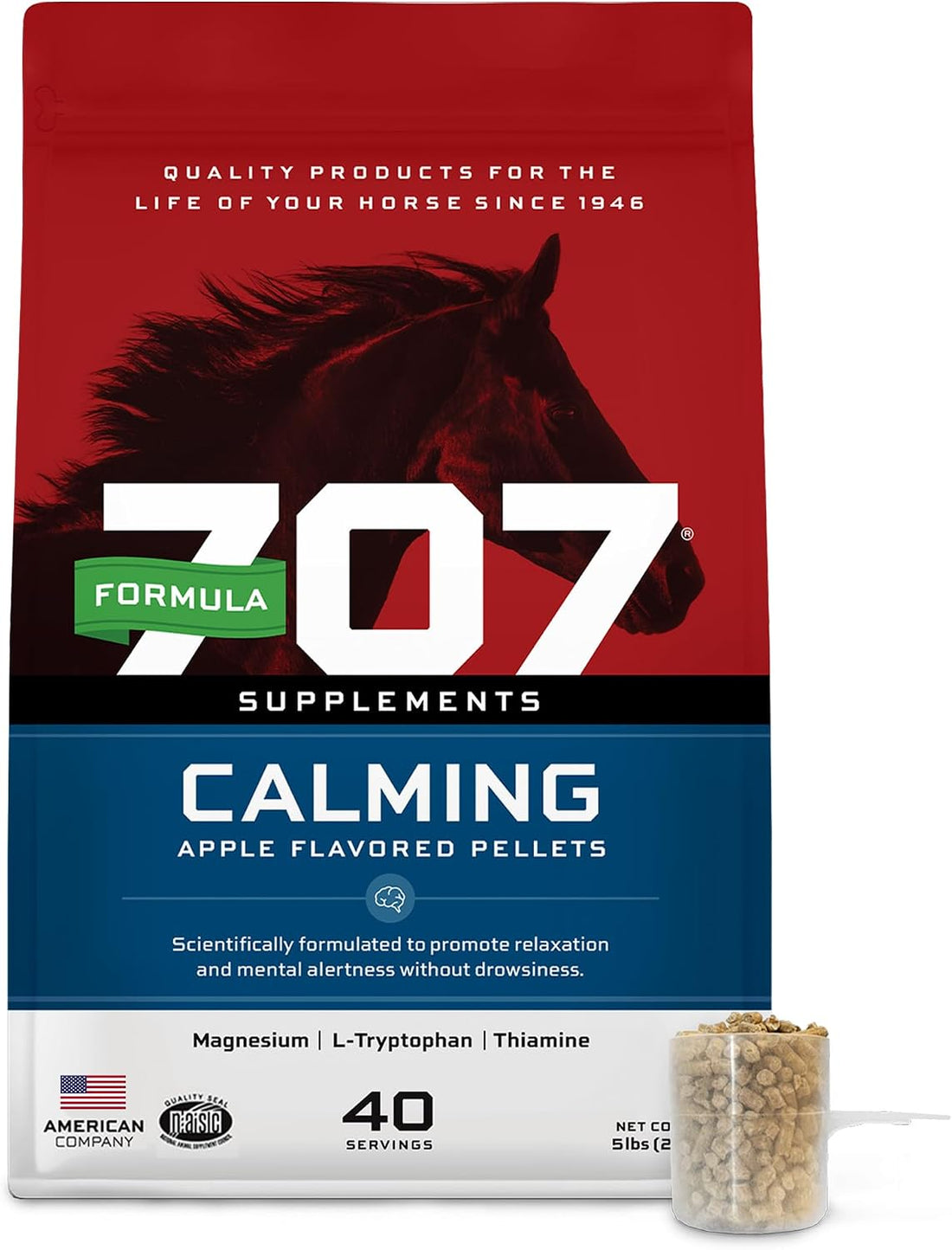 Formula 707 Calming Supplement for Horses, 5 lb, 40 Servings
