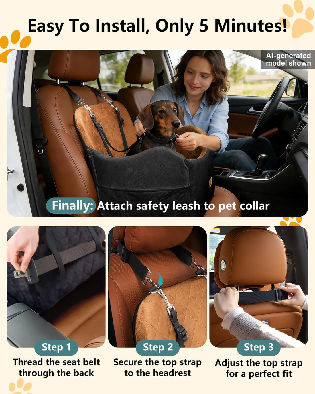 Dog Car Seat for Smal Dogs Up to 35lb,Machine Washable Dog Booster