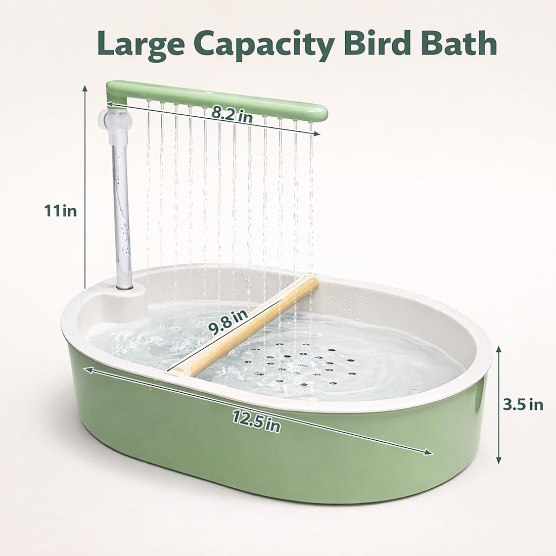 Indoor Bird Bath Fountain, Dual Rainfall Parrot Shower with Anti-Clog