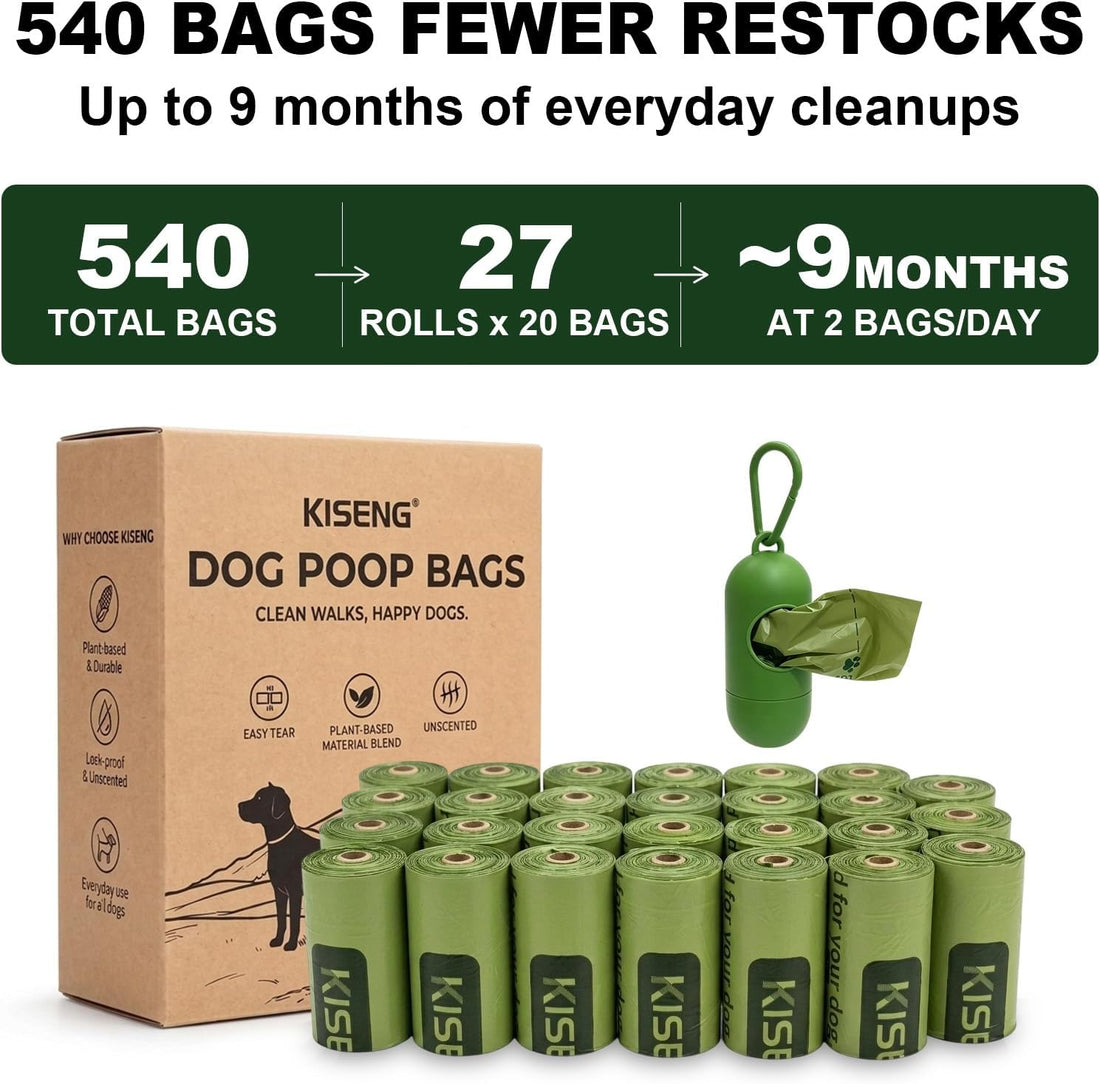 Dog Poop Bag 540 Count Biodegradable Dog Waste Bags with Dispenser