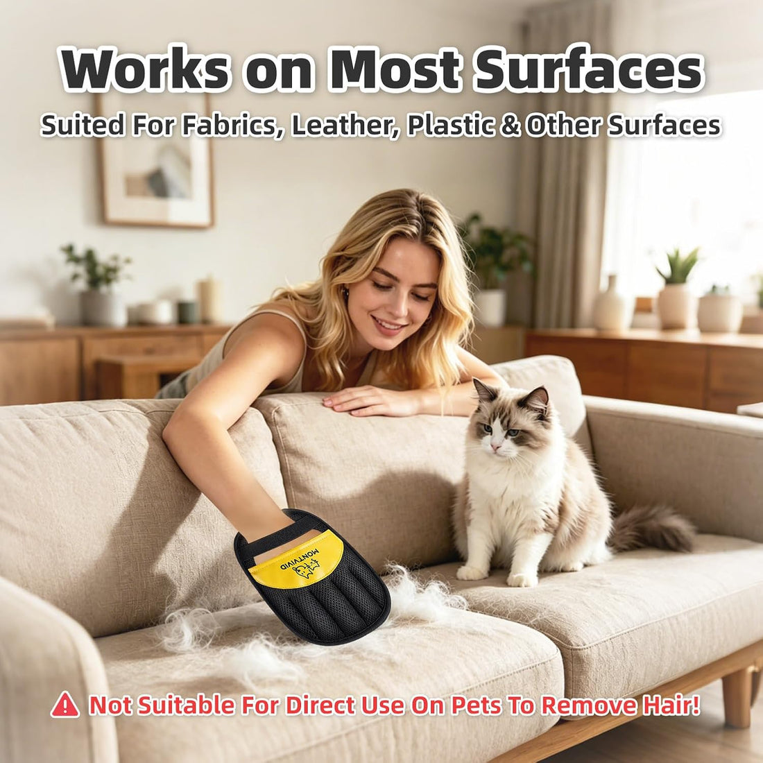 Montvivid Pet Hair Removal Glove,Newly Upgraded Reusable
