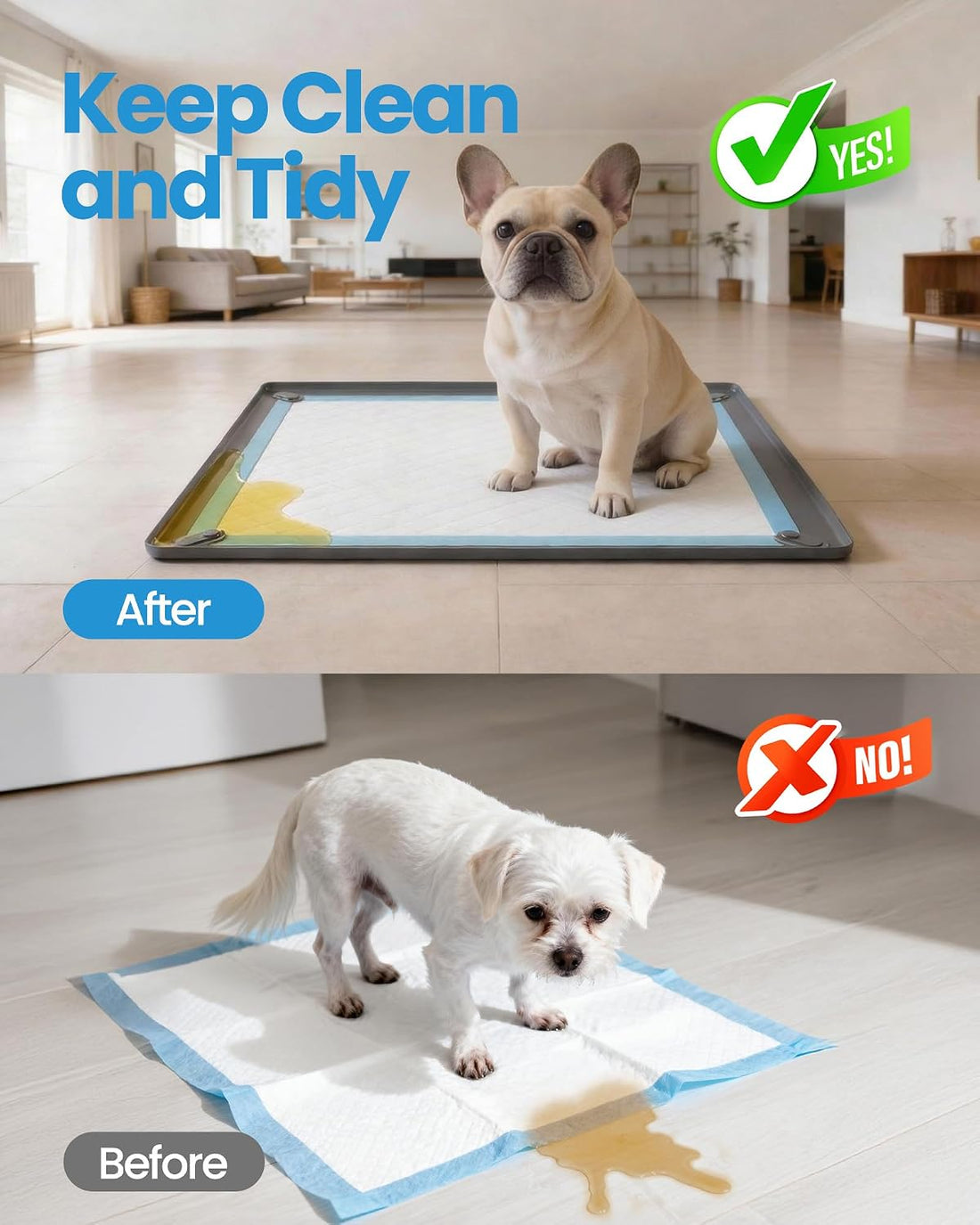 Pee Pad Holder for Dogs - 24" x 24" Non-Slip Silicone Puppy Potty