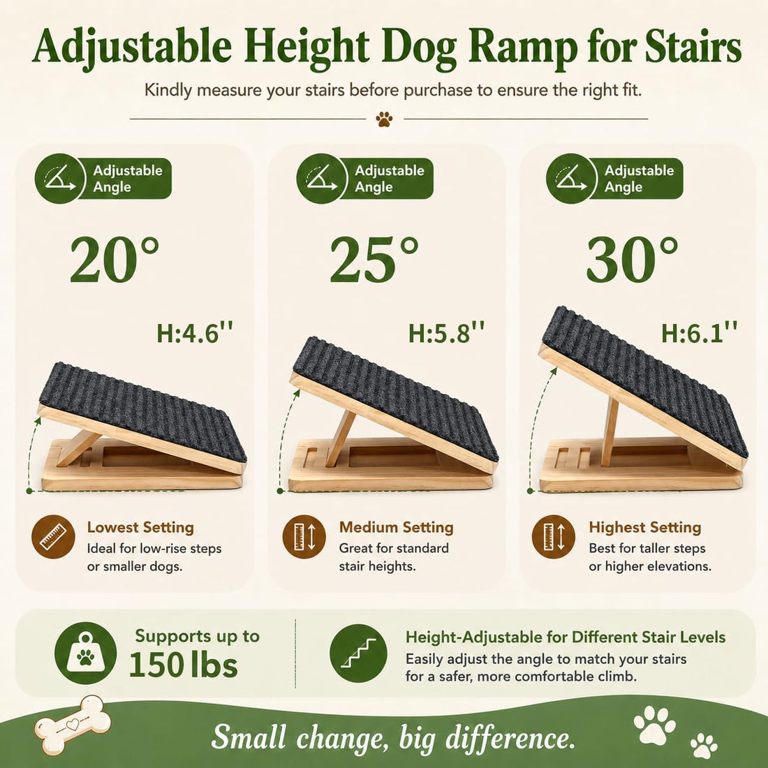 VKWJYOS Dog Ramp for Stairs, 2 Pack Foldable Stair Ramp for Dogs