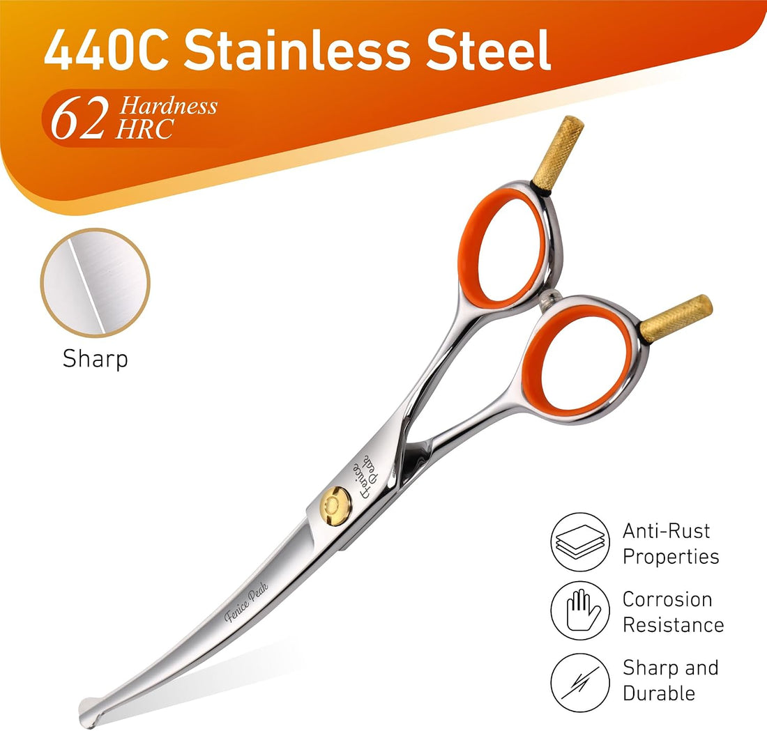 Fenice Peak 5'' Small Curved Scissors Lightweight Dog Cat Grooming