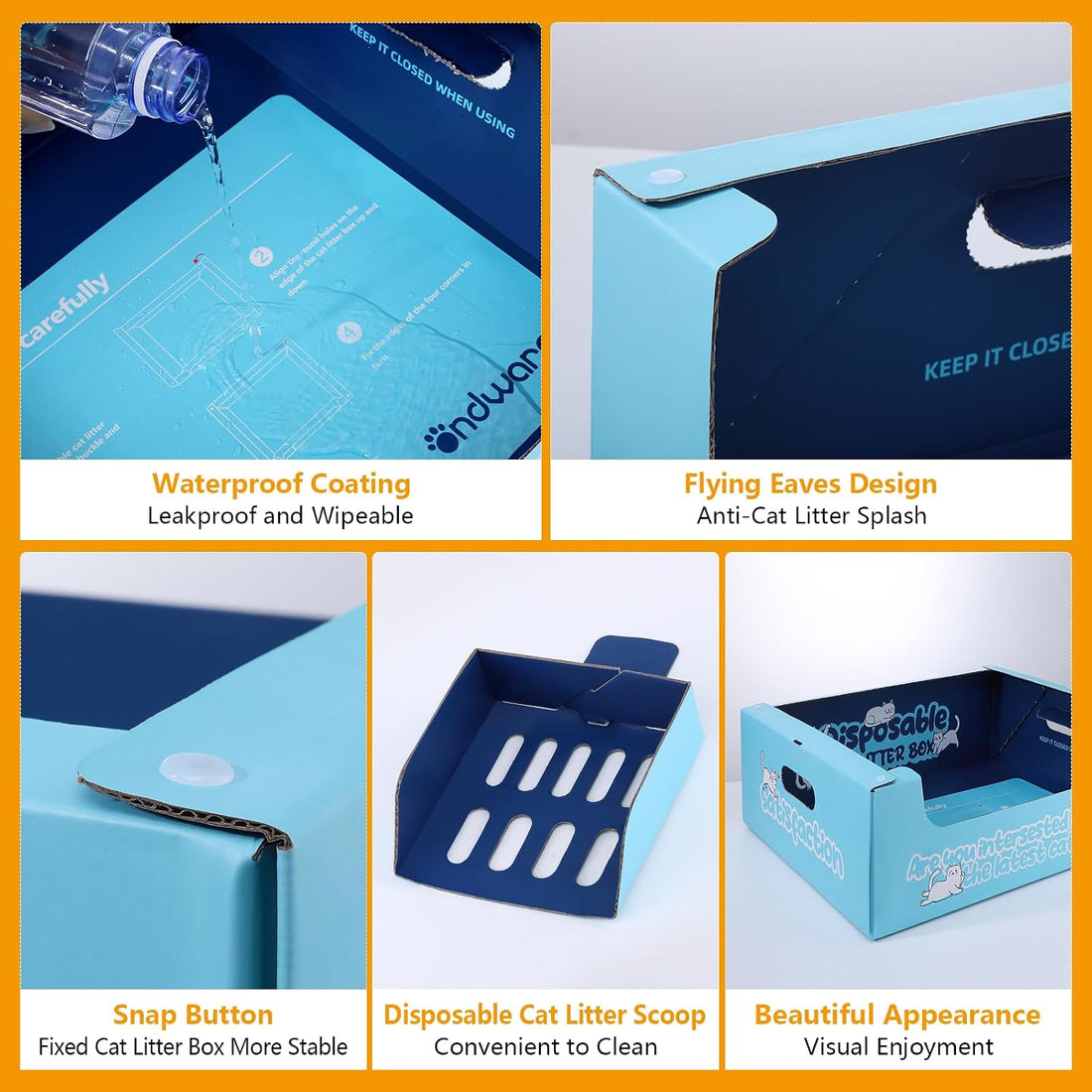 3 Pack Disposable Cat Litter Boxes, 17.1 x 13.2 x 5.7 in, Waterproof