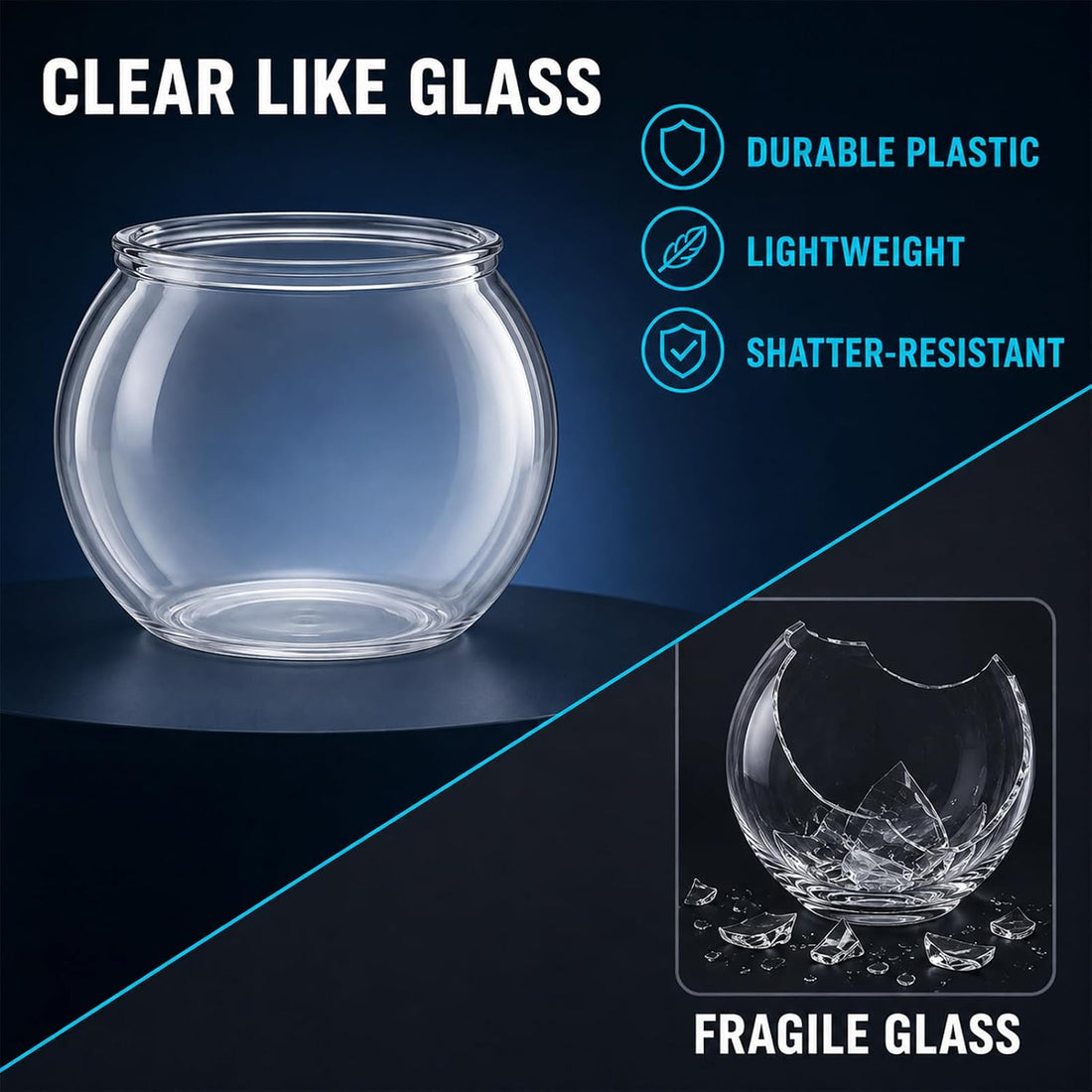 Mini Plastic Fish Bowl 30 oz Round Tabletop Aquarium Decorative