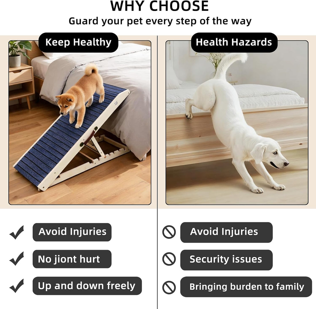 ZJSF Wooden Dog Ramp for High Bed & Couch