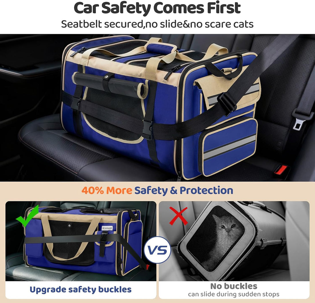 Expandable Extra Large Cat Carrier for 2 Cats with Litter Box