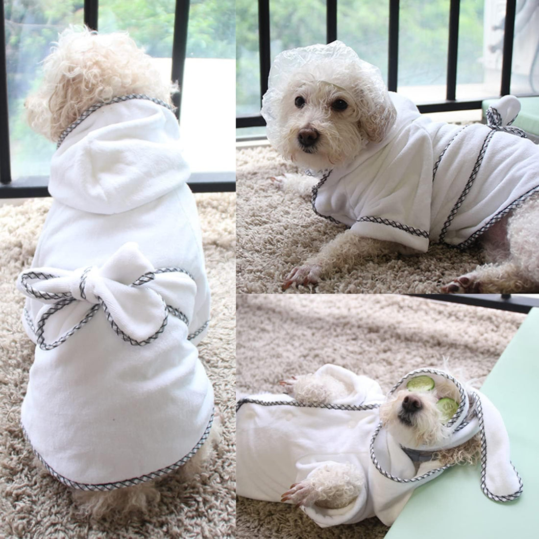 Dog Bathrobe, Microfiber Fast Drying Absorbent Hooded Bath Towel