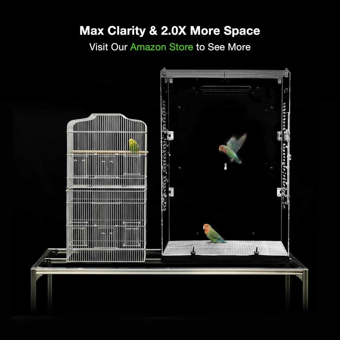 GuineaLoft™ Model-ET223 Crystal Clear Acrylic Bird Cage