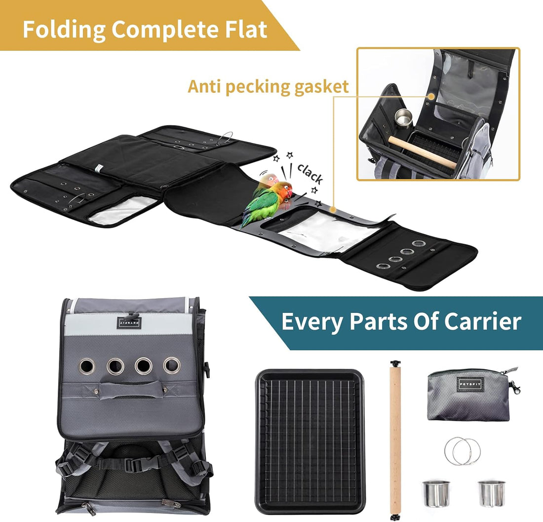 Petsfit Bird Carrier with Shade Cover,Adjustable Height Standing