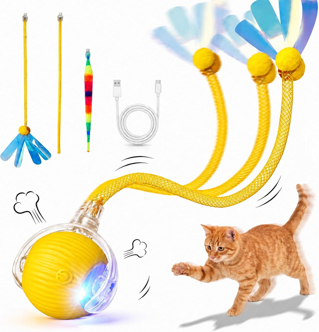 Interactive Cat Toy Ball, 3 Modes, Christmas Gift for Cats