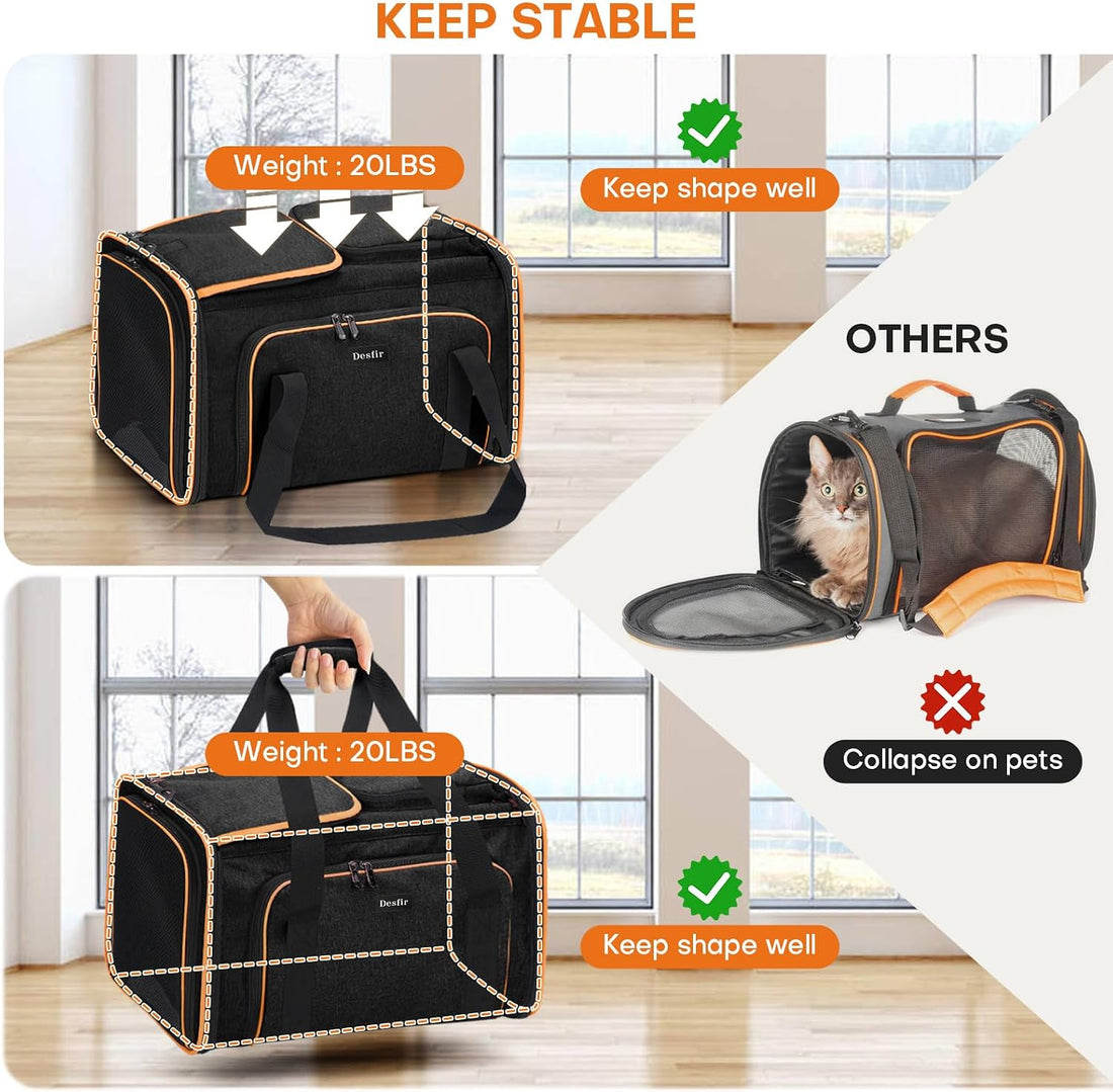 Pet Carrier, Large Soft Sided Expandable Travel Carrier with Steel