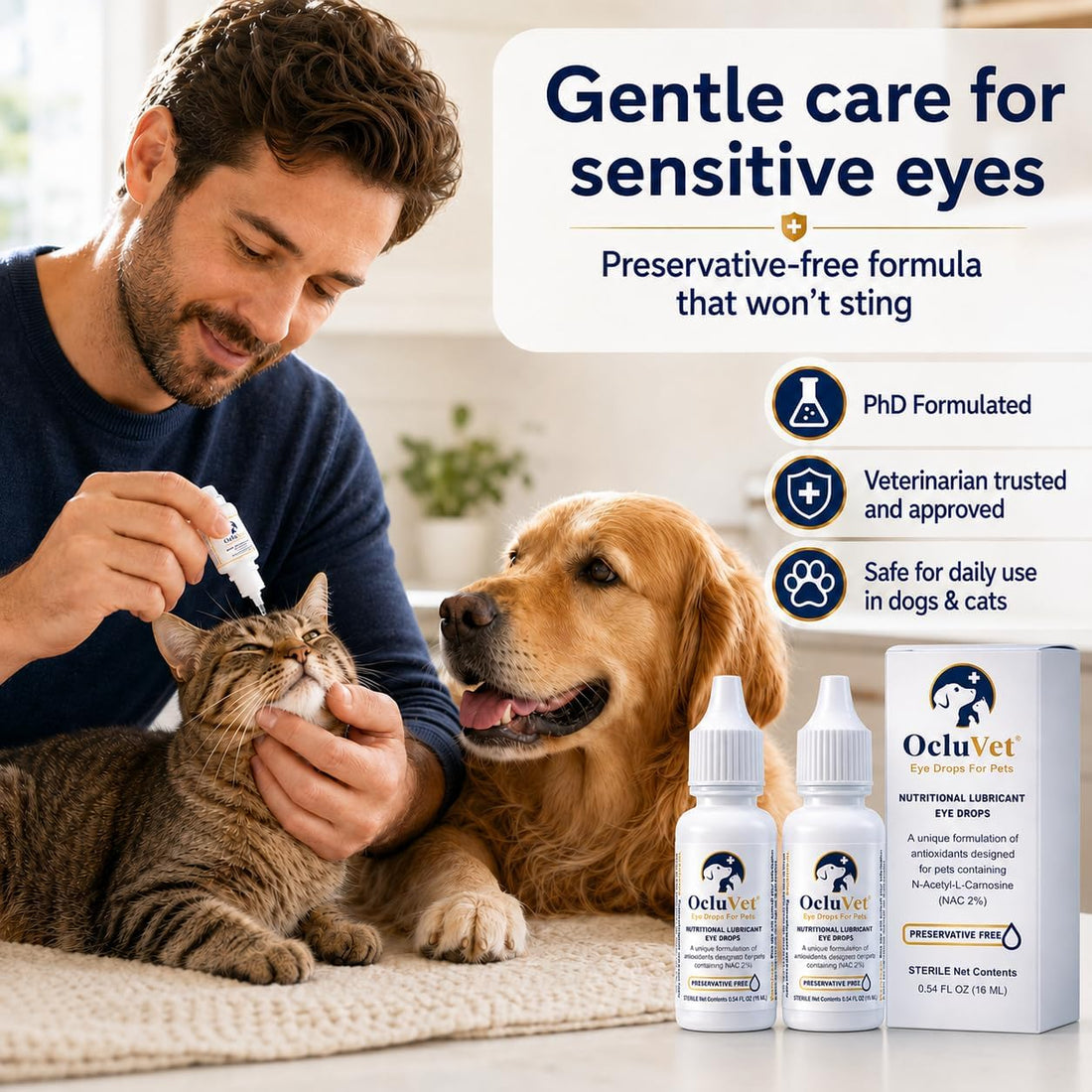OcluVet Pet Eye Drops for Dogs & Cats, 2% NAC, 16 mL