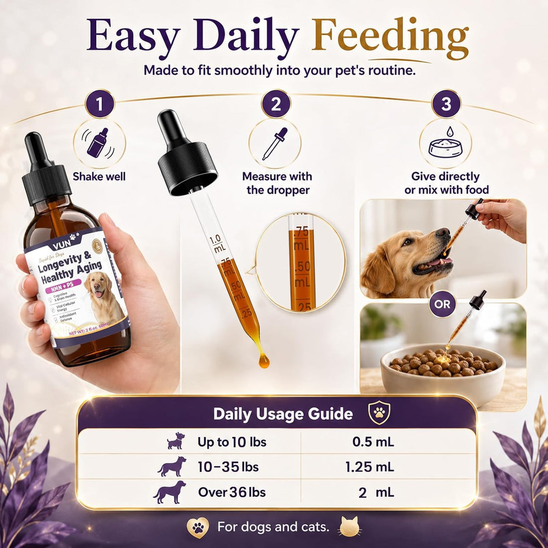 VUN NAD+ Longevity Drop for Senior Dogs Cognitive & Nervous System