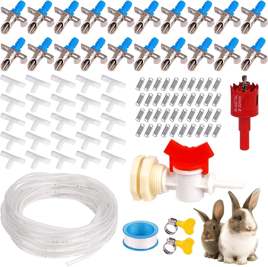 12Pcs Rabbit Nipple Drinker Kit Automatic Rabbit Watering System