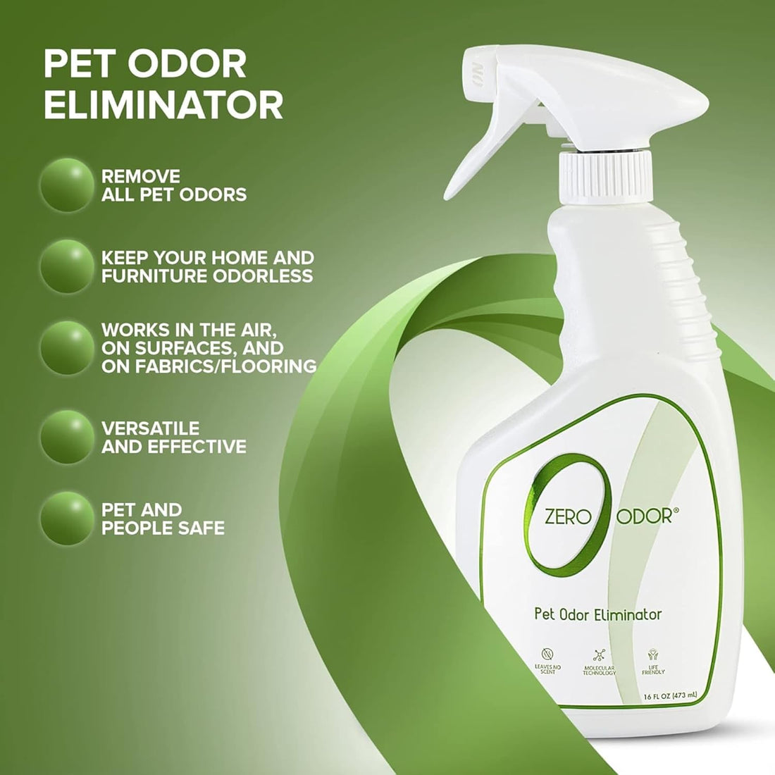 Zero Odor Pet Odor Eliminator, Air and Surface Odor Remover for Carpet